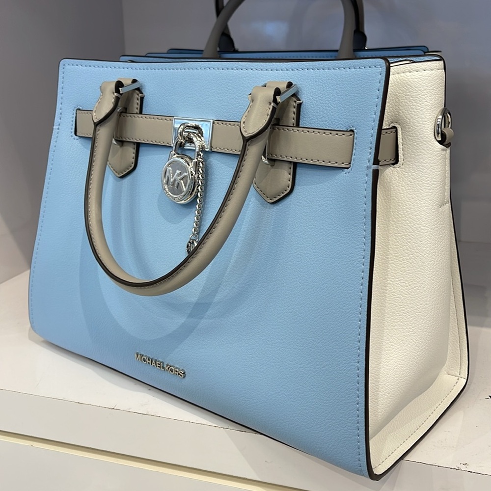 MICHAEL KORS Hamilton Medium Color-Block Leather Satchel
 LT SKY MLT
NWT - Picture 4 of 16